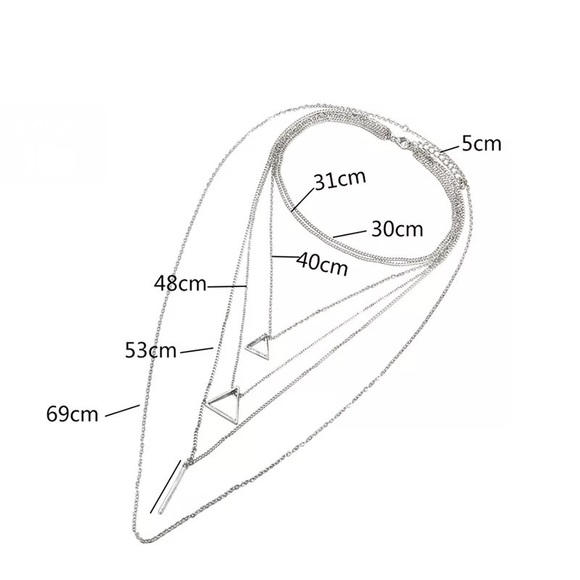 Multi Layer Triangle Bar Necklace - Picture 3 of 3